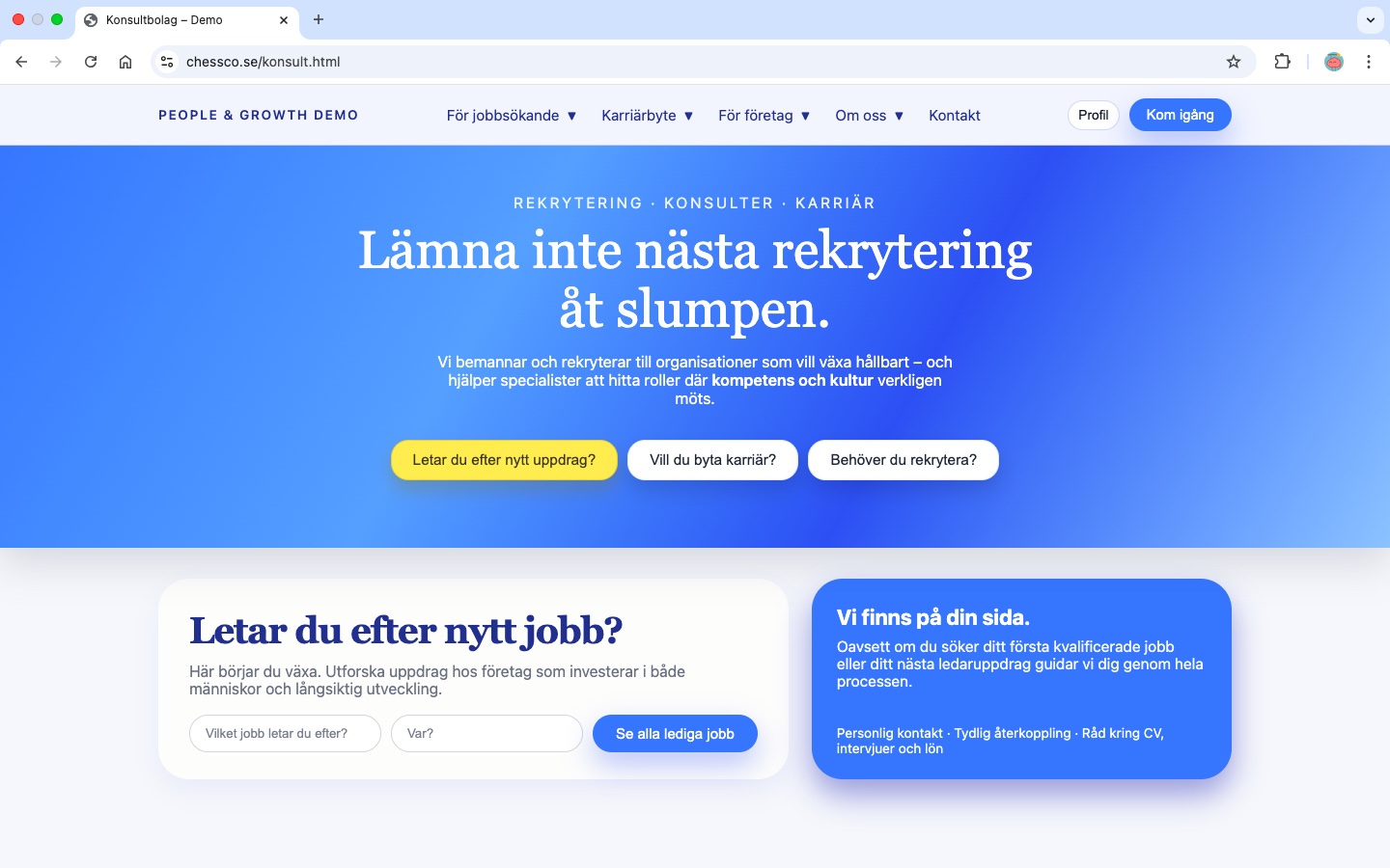 Konsult- och rekryteringsbolag – demosida