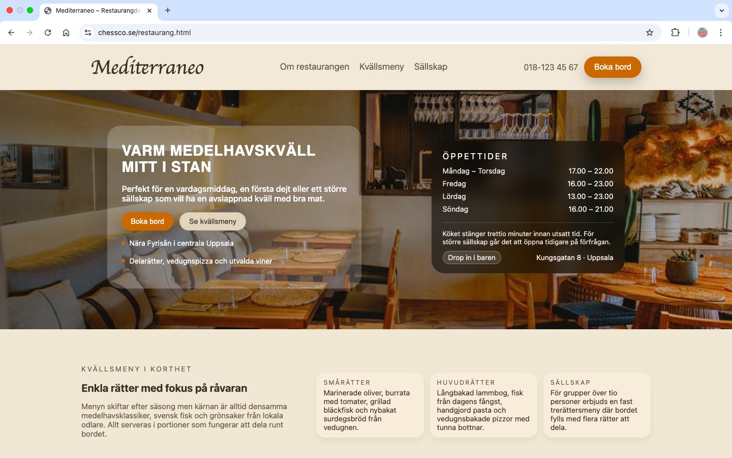 Mediterraneo – restaurangsida